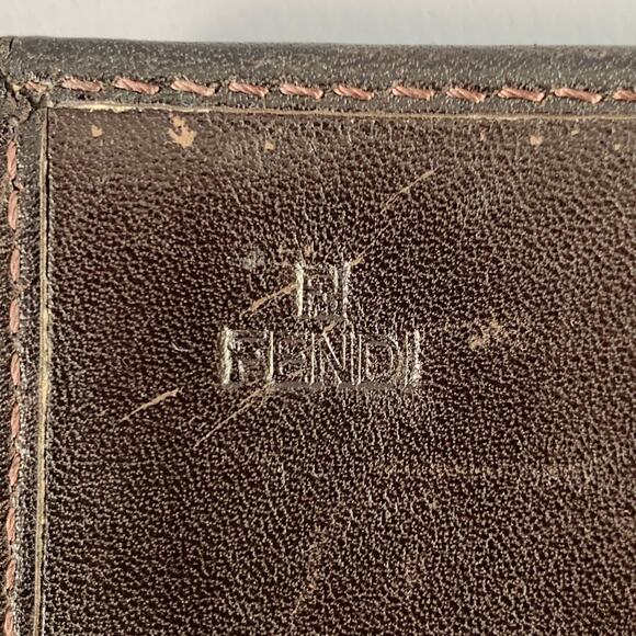 FENDI 2009 Foglio Forever Brown Yellow Monogram Fabric Leather Wallet - Picture 4 of 8